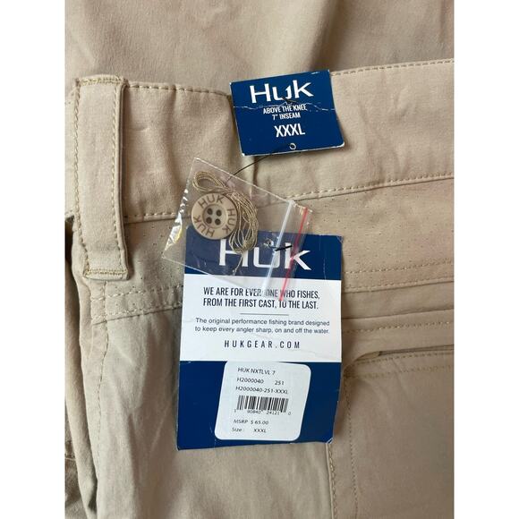 HUK Men's Pursuit 8” Fishing Above the Knee Shorts Khaki Color Size XXXL - Picture 11 of 13